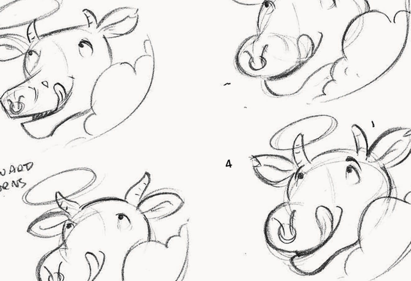 Halo Burger Cow Mascot Illustration Concept Progress