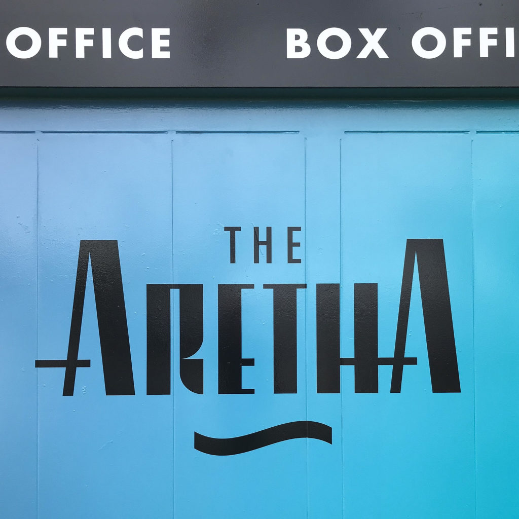 The Aretha logo on the box office