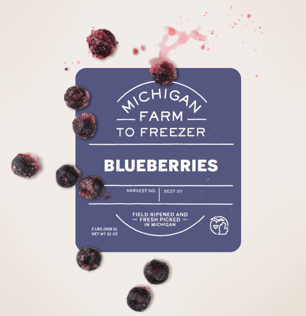 Michigan Farm to Freezer Blueberries Label
